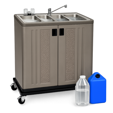 4 Compartment Sink Station (No Plumbing, Hot Water) | Quad Cleanse Pro  (Best Value)